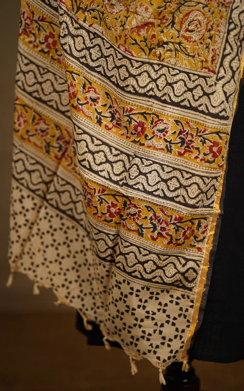 Art Silk Hand Blocked Kalamkari Dupatta 129IOS27